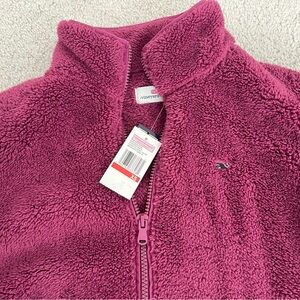 NWT Vineyard Vines Magenta/Purple/Burgundy 1/2 Zip Fuzzy Plush Pullover